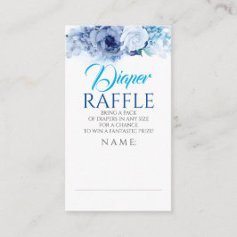 Tarjeta De Recepción Flores Azules Elegante Boleto de Raffle Diaper