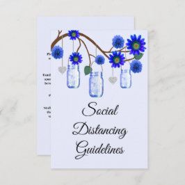 Tarjeta De Recepción Flores azules Medidas de seguridad de Mason Jar
