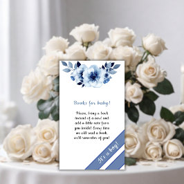 Tarjeta De Recepción Flores Azules Polvorientas Libros De Baby Shower P