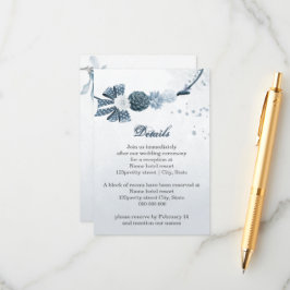 Tarjeta De Recepción flores azules polvorientas marinas detalles botáni