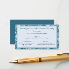 Tarjeta De Recepción Flores Azules sobre Fondo Turquesa Azul