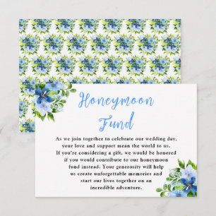 Tarjeta De Recepción Flores azules y navy con follaje 