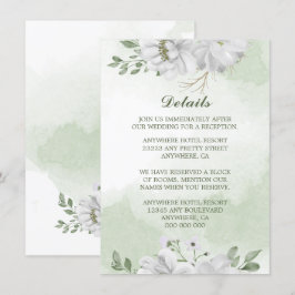 Tarjeta De Recepción flores blancas detalles de vegetación