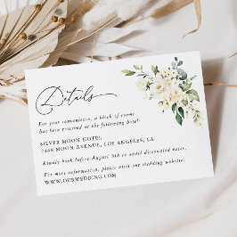 Tarjeta De Recepción Flores Blancas, Flores Crema, Detalles de Boda 