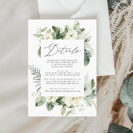 Tarjeta De Recepción Flores Blancas Lujuriosas y Folletaje Información