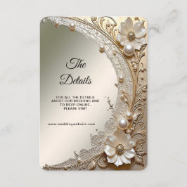Tarjeta De Recepción Flores Blancas Modernas con Detalle de Perlas Encl