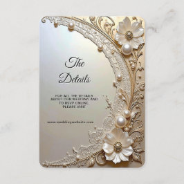 Tarjeta De Recepción Flores Blancas Modernas con Detalle de Perlas Encl