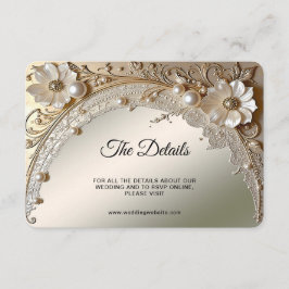 Tarjeta De Recepción Flores Blancas Modernas Detalle Perlas