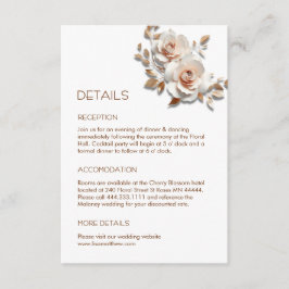 Tarjeta De Recepción Flores blancas rosadas en 3D blancas