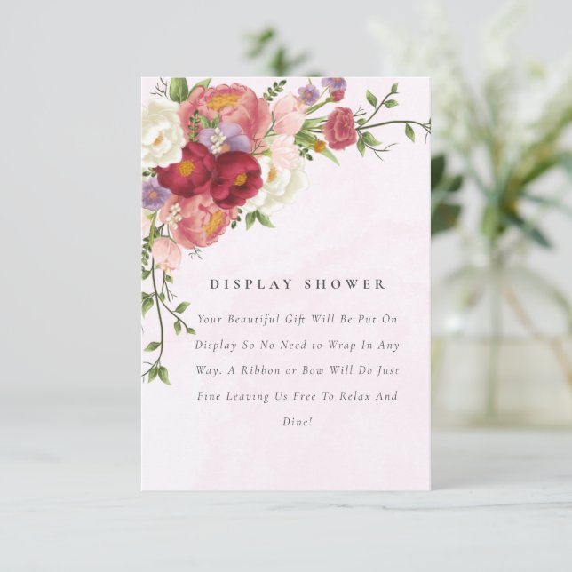 Tarjeta De Recepción Flores blancas rosadas rojas brillantes en pantall (Anverso de pie)