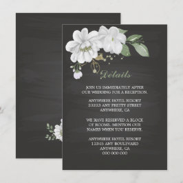 Tarjeta De Recepción flores blancas vegetación detalles negros