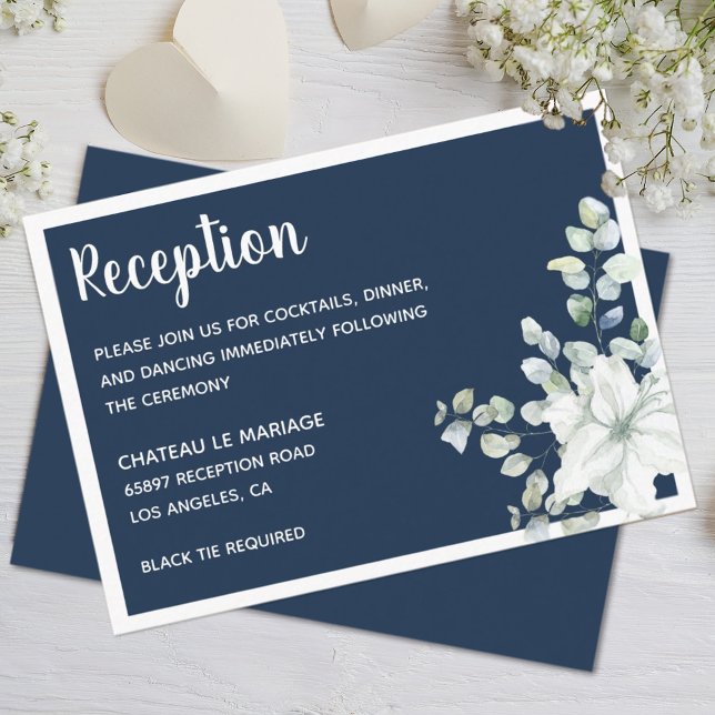 Tarjeta De Recepción Flores blanquecinas románticas florales y suaves b (Subido por el creador)