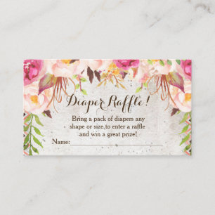 Tarjeta De Recepción flores boho baby ducha pañales rifas