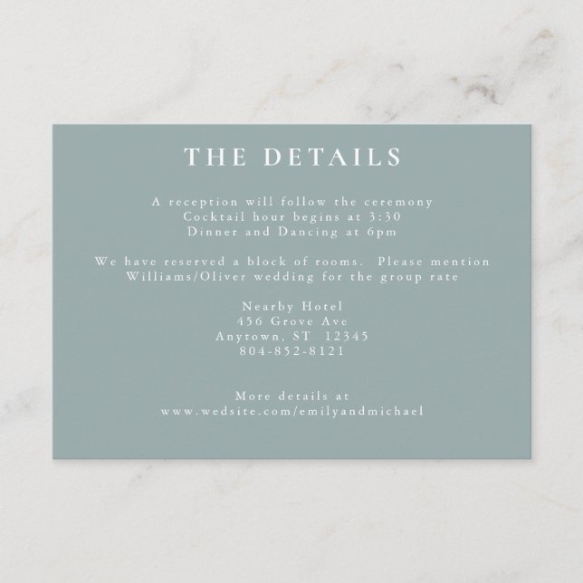 Tarjeta De Recepción Flores de algodón románticas Rubor Blue Sage (Anverso)