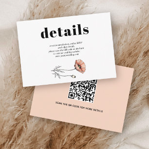 Tarjeta De Recepción Flores de amapola rosa QR detalles del boda