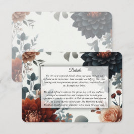 Tarjeta De Recepción Flores de Boda Rústicas y Melancólicas de Otoño