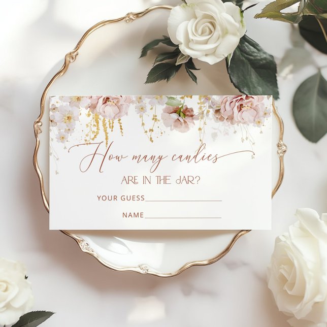 Tarjeta De Recepción Flores de Boho adivinan cuántos cartones de recint (Subido por el creador)