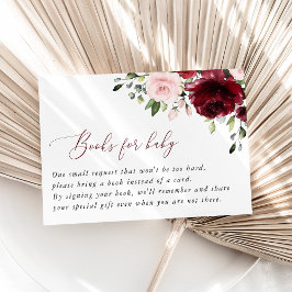 Tarjeta De Recepción Flores De Borgoña, Flores Rosa, Libros Para Bebé
