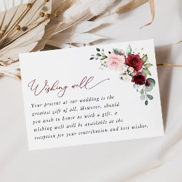 Tarjeta De Recepción Flores de Borgoña, Flores Rosadas, Boho, Deseos Bi