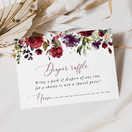 Tarjeta De Recepción Flores de Borgoña, flores rosas, pañales