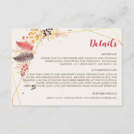 Tarjeta De Recepción Flores de bosque silvestre Fern Mushrooms Foliage