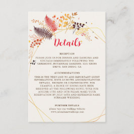 Tarjeta De Recepción Flores de bosque silvestre Fern Mushrooms Foliage