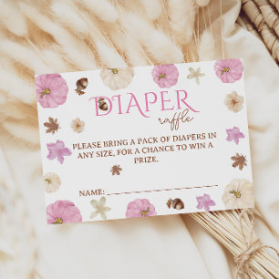 Tarjeta De Recepción Flores de Calabaza Rosa Baby Shower Rifa de Pañale