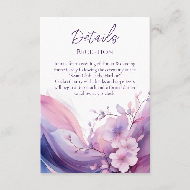 Tarjeta De Recepción Flores de cerezo acuarela-detalles Bodas- (Anverso)