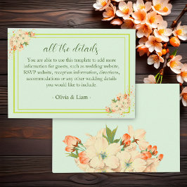 Tarjeta De Recepción Flores de cerezo rosa , detalles de Boda