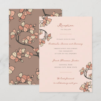 Tarjeta De Recepción Flores de Cerezo Rosa/Elegante Fiesta de Compromis