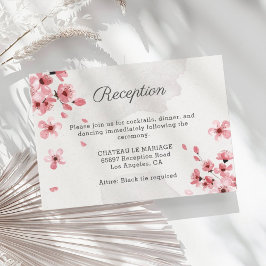 Tarjeta De Recepción Flores de cerezo rosa romántico boda floral