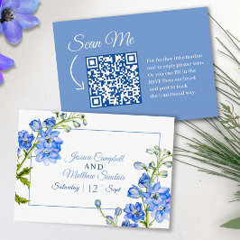 Tarjeta De Recepción Flores de delfinio color azul boda de agua código 