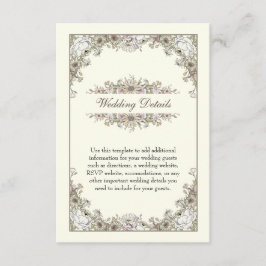 Tarjeta De Recepción Flores de dibujo boda romántico de marfil