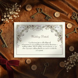 Tarjeta De Recepción Flores de dibujo boda romántico de marfil