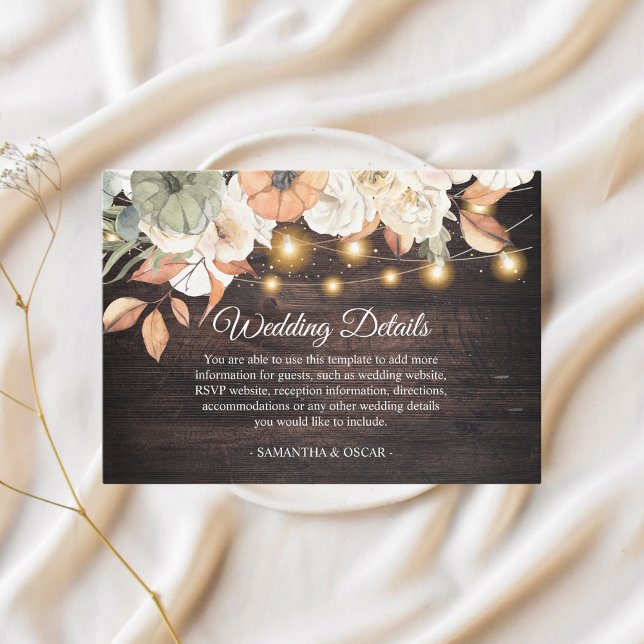 Tarjeta De Recepción Flores de época y calabaza otoño (Subido por el creador)