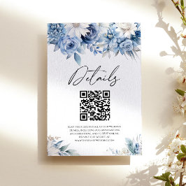 Tarjeta De Recepción Flores de flores azul turquesa Boda de código QR D