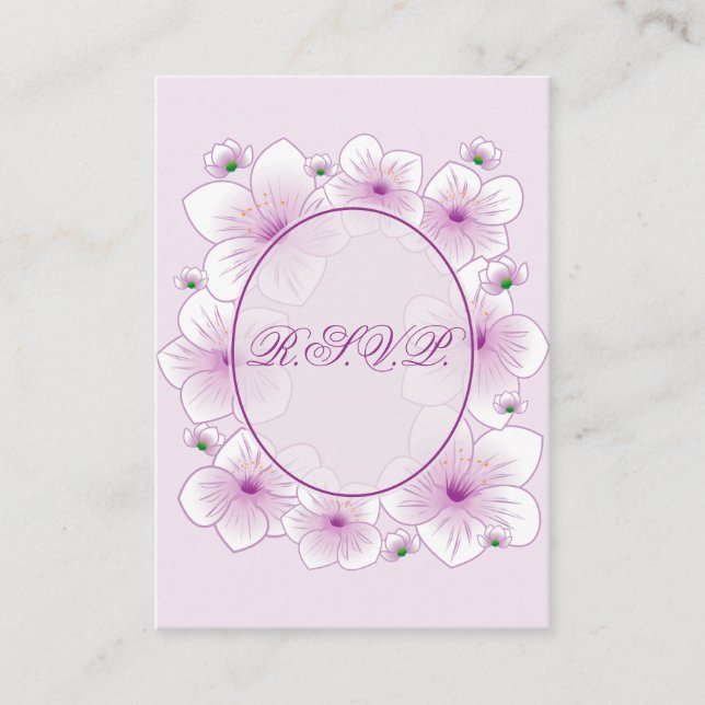 Tarjeta De Recepción Flores de flores de lavanda Romántica RSVP Minicar (Anverso)