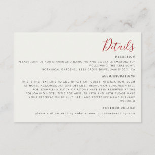 Tarjeta De Recepción Flores de Fresa Silvestre Dulce Roja Boda