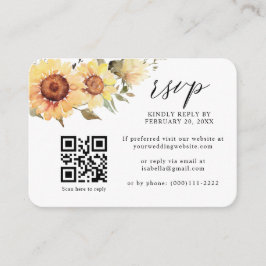 Tarjeta De Recepción Flores de girasol rústico caída Floral QR Boda de 