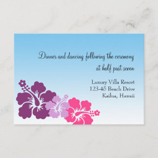 Tarjeta De Recepción flores de hibisco hawaiano púrpura para boda