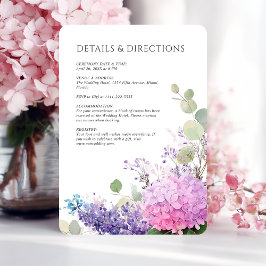 Tarjeta De Recepción Flores de Hortensias Rosadas Acuarela Boda Elegant