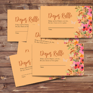 Tarjeta De Recepción Flores de jardín rosa de melocotones de agua de pa