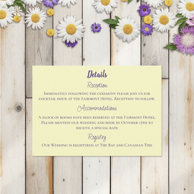 Tarjeta De Recepción Flores de lavanda de abedul amarillo (Subido por el creador)