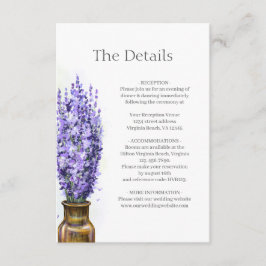Tarjeta De Recepción Flores de lavanda Detalles del Boda floral moderno