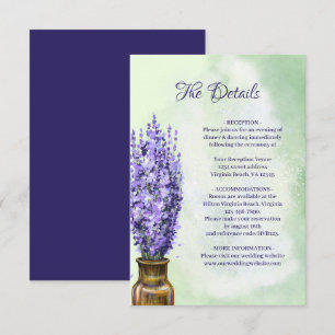 Tarjeta De Recepción Flores de lavanda Detalles del Boda floral verde s