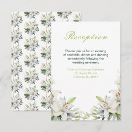 Tarjeta De Recepción Flores de Lirio Blanco Boda