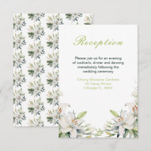 Tarjeta De Recepción Flores de Lirio Blanco Boda