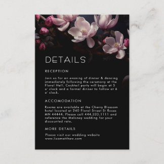 Tarjeta De Recepción Flores de Magnolia Oscuros y Melancólicos