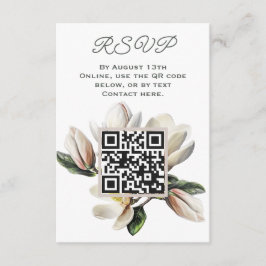 Tarjeta De Recepción Flores de Magnolia RSVP Código QR