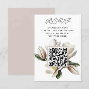 Tarjeta De Recepción Flores de Magnolia RSVP Código QR